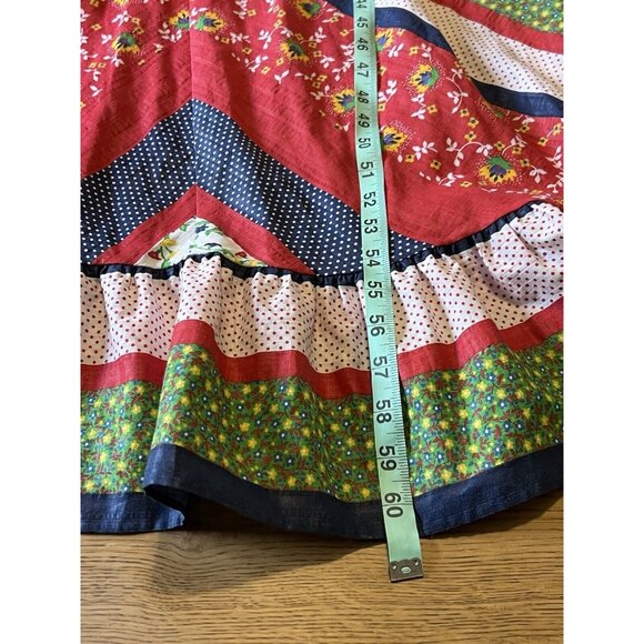 Lisanne Junior Patchwork Ruffle Neck Dress Size Measured Bohemian Hippie Maxi - Picture 5 of 10